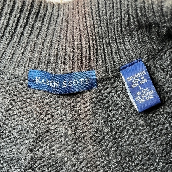 Gray Knitted Sweater Zipper Up by Karen Scott - Picture 12 of 12